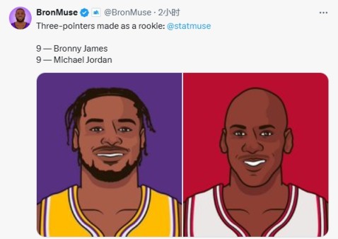 田忌赛马？詹蜜：布朗尼和乔丹在新秀赛季的三分命中数一样！