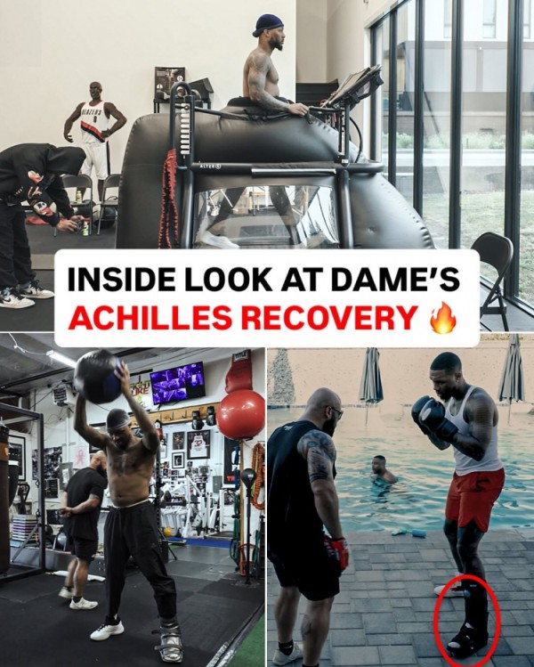 期待尽快回到赛场！利拉德穿着保护靴进行拳击等一系列康复训练