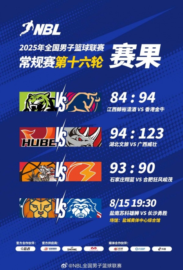 NBL战报-广西威壮大胜湖北文旅 石家庄翔蓝险胜合肥狂风峻茂